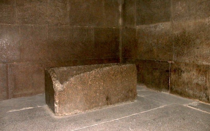 Granite Sarcophagus inside the King's Chamber at the Great Pyramid on the Giza Plateau