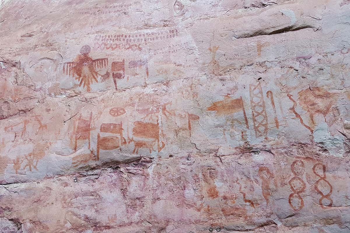 Prehistoric Ancient rock art from the Ice Age in Colombia