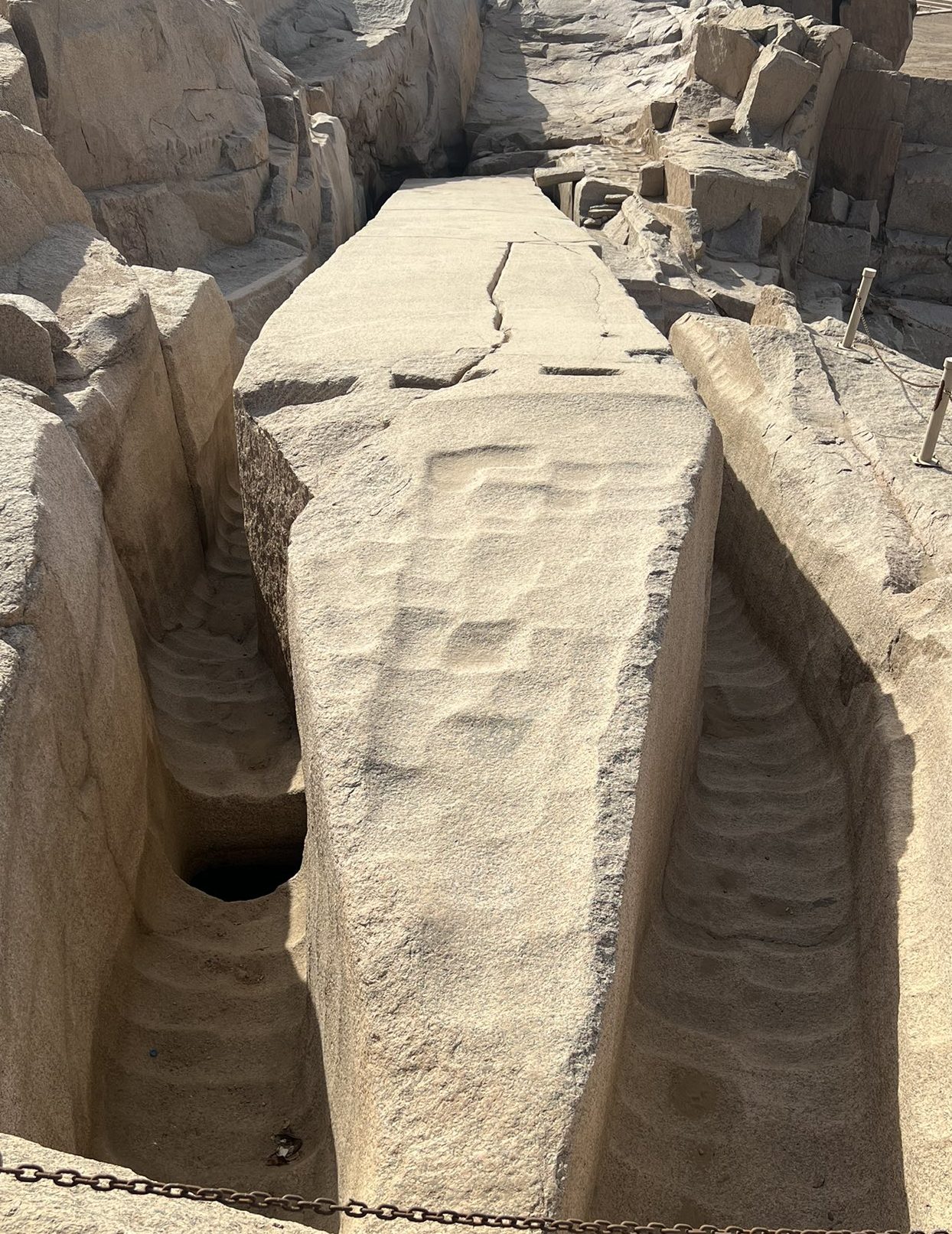 Aswan, Egypt, scoop marks on the obelisk