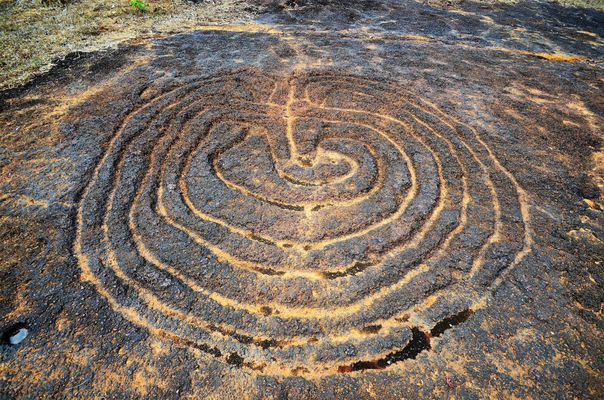 Spiral in India, geoglyph