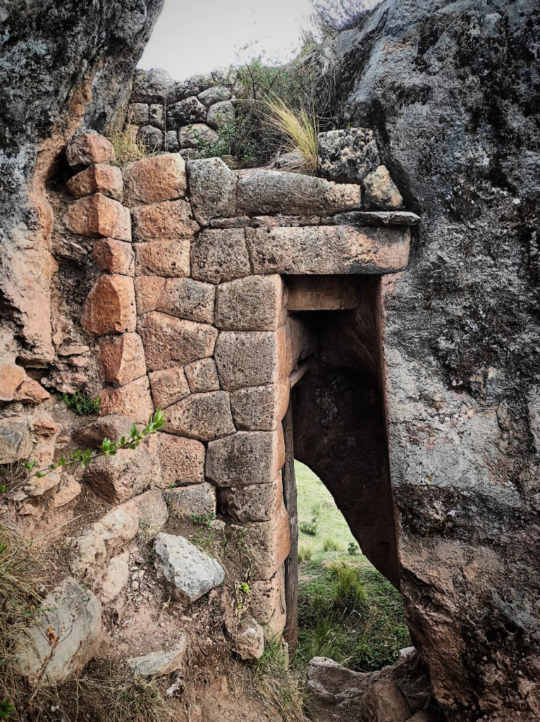 Door leading to nowhere made with polygonal masonry, Kallachaka, Cuzco, Peru